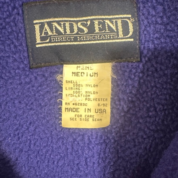 Vintage Land's End Jacket Medium Black Purple Red - Picture 6 of 6